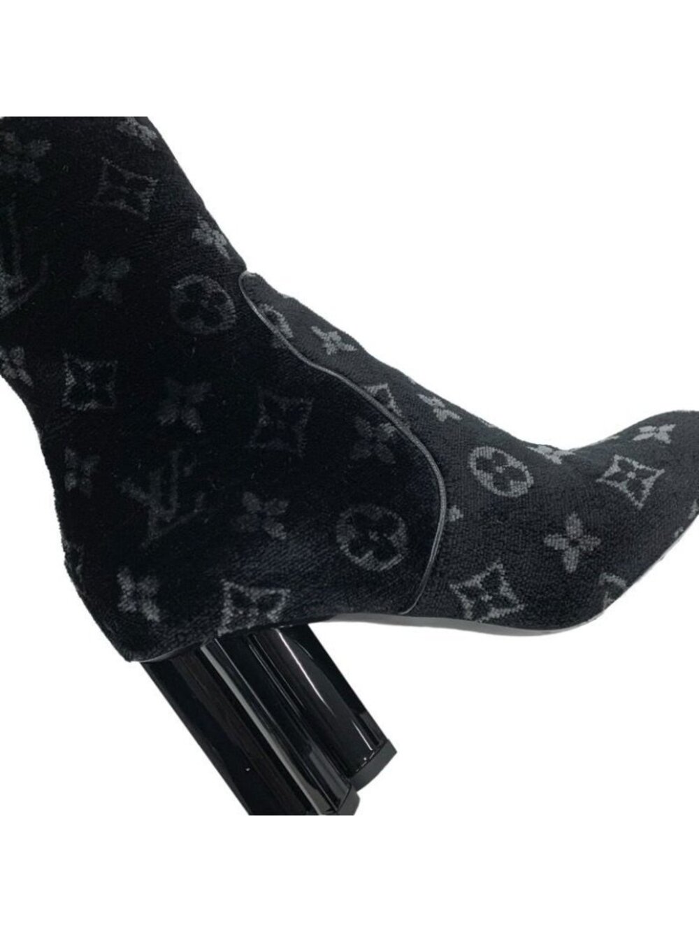 Louis Vuitton Silhouette Line Boots Short Shoes Velor Black Monogram - Picture 9 of 9